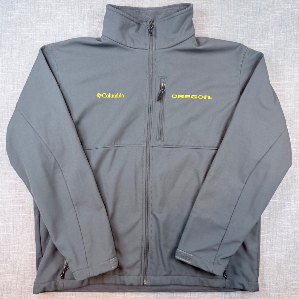 Columbia Oregon Ducks Softshell Jacket Mens XL Gray Full Zip XM3169 NCAA